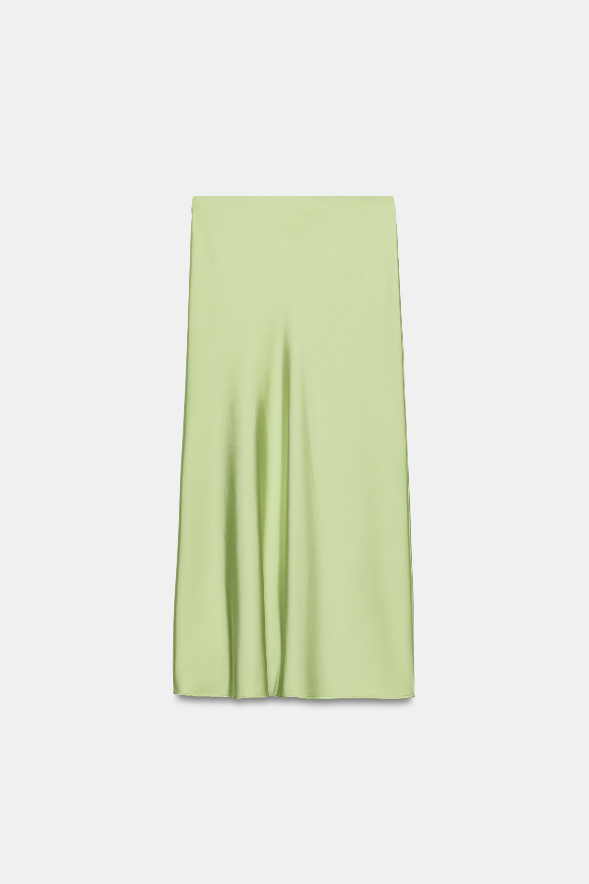 POLKA DOT SATIN EFFECT MIDI SKIRT